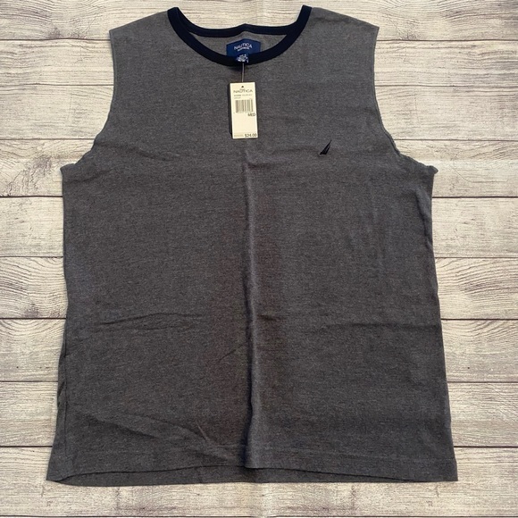 Nautica Sleepwear Gray Sleeveless Tank Raw Hem Medium - Picture 1 of 5